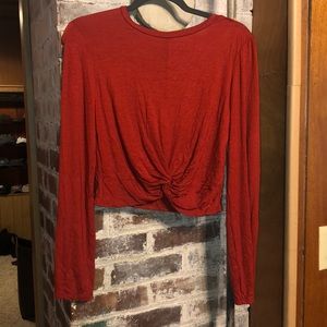 Burgundy Knot Crop Top